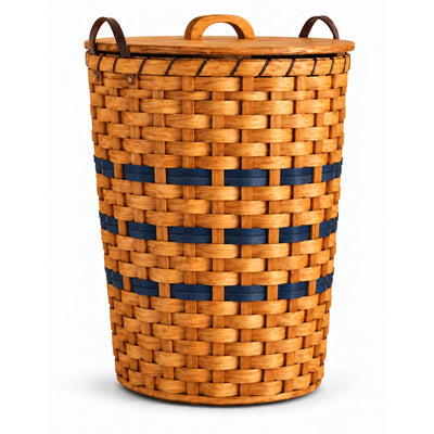 Laundry HamperRound Laundry Hamper with Leather Handles | Amish HandwovenAmerican-HandcraftedAmish-HandwovenSaving Shepherd