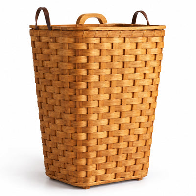 Laundry HamperSmall Hamper with Leather Handles | Amish HandwovenAmerican-HandcraftedAmish-HandwovenSaving Shepherd