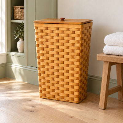 Laundry HamperSmall Wood-Splint Hamper Basket | Amish MadeAmerican-HandcraftedAmish-HandwovenSaving Shepherd