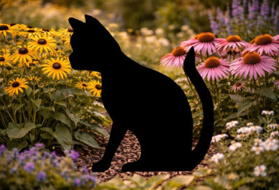 Lawn DecorBLACK CAT SILHOUETTE - All Weather Cute Sitting Kitten Garden Yard Wall ArtSaving Shepherd