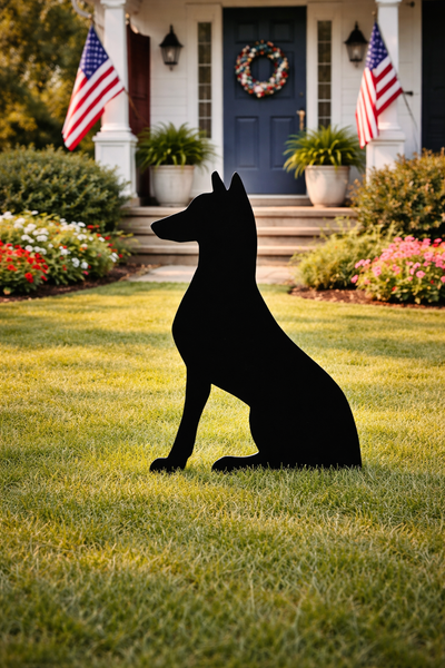 Lawn DecorDOBERMAN SILHOUETTE - Sitting Dobermann Pinscher Dog Outdoor Yard Wall ArtSaving Shepherd
