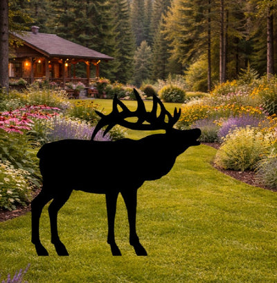 Lawn DecorELK SILHOUETTE - All Weather Reindeer Wildlife Garden & Yard ArtSaving Shepherd