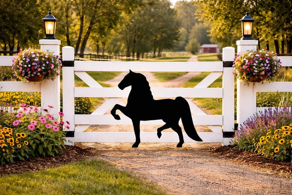Lawn DecorHORSE SILHOUETTE - All Weather Prancing Stallion Mare Yard Wall ArtSaving Shepherd