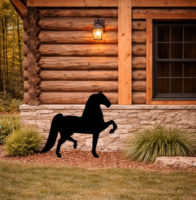 Lawn DecorHORSE SILHOUETTE - All Weather Prancing Stallion Mare Yard Wall ArtSaving Shepherd