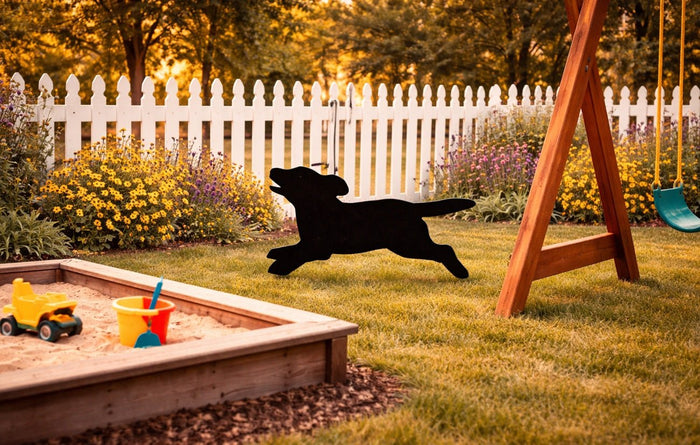 Lawn DecorRUNNING PUPPY DOG SILHOUETTE - Playful Pup Amish Outdoor Yard and Wall ArtSaving Shepherd