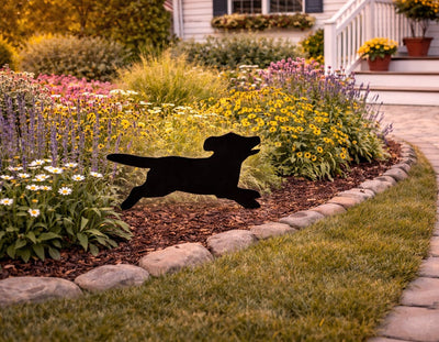 Lawn DecorRUNNING PUPPY DOG SILHOUETTE - Playful Pup Amish Outdoor Yard and Wall ArtSaving Shepherd