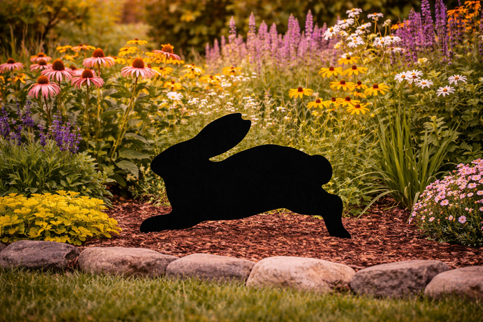 Lawn DecorRUNNING RABBIT SILHOUETTE - All Weather Outdoor Bunny Garden Yard ArtSaving Shepherd
