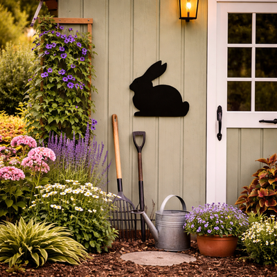 Lawn DecorSITTING BUNNY RABBIT SILHOUETTE - All Weather Outdoor Garden Yard ArtSaving Shepherd