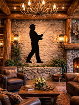 Lawn DecorSTANDING FISHERMAN SILHOUETTE - Large 63" All Weather Outdoor Yard & Wall ArtSaving Shepherd