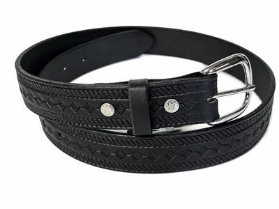 Leather BeltDIAMOND & BRAIDED ROPE EMBOSSED LEATHER BELT - Full Grain 1¼" Amish HandmadebeltbeltsSaving Shepherd