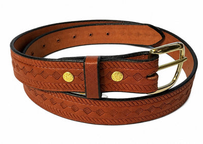 Leather BeltDIAMOND & BRAIDED ROPE EMBOSSED LEATHER BELT - Full Grain 1¼" Amish HandmadebeltbeltsSaving Shepherd