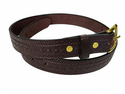 Leather BeltDIAMOND & BRAIDED ROPE EMBOSSED LEATHER BELT - Full Grain 1¼" Amish HandmadebeltbeltsSaving Shepherd