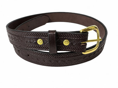 Leather BeltDIAMOND & BRAIDED ROPE EMBOSSED LEATHER BELT - Full Grain 1¼" Amish HandmadebeltbeltsSaving Shepherd