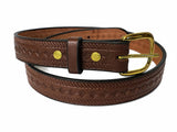 Leather BeltDIAMOND & BRAIDED ROPE EMBOSSED LEATHER BELT - Full Grain 1¼" Amish HandmadebeltbeltsSaving Shepherd