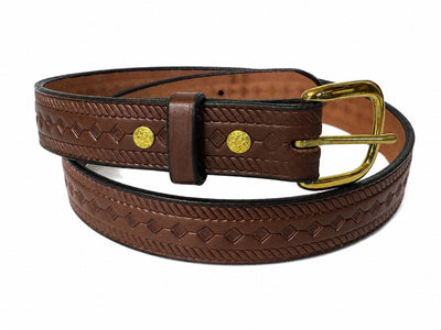 Leather BeltDIAMOND & BRAIDED ROPE EMBOSSED LEATHER BELT - Full Grain 1¼" Amish HandmadebeltbeltsSaving Shepherd