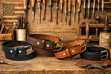 Leather BeltDIAMOND & BRAIDED ROPE EMBOSSED LEATHER BELT - Full Grain 1¼
