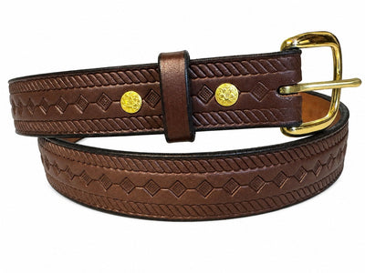 Leather BeltDIAMOND & BRAIDED ROPE EMBOSSED LEATHER BELT - Full Grain 1¼" Amish HandmadebeltbeltsSaving Shepherd