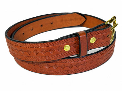 Leather BeltDIAMOND & BRAIDED ROPE EMBOSSED LEATHER BELT - Full Grain 1¼" Amish HandmadebeltbeltsSaving Shepherd