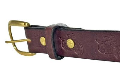 Leather BeltEMBOSSED MOTORCYCLE BIKE BELT - 1¼" Wide Biker DesignbeltbeltsSaving Shepherd