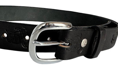 Leather BeltEMBOSSED MOTORCYCLE BIKE BELT - 1¼" Wide Biker DesignbeltbeltsSaving Shepherd