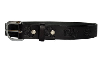 Leather BeltEMBOSSED MOTORCYCLE BIKE BELT - 1¼" Wide Biker DesignbeltbeltsSaving Shepherd