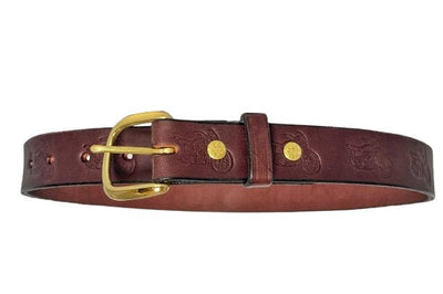 Leather BeltEMBOSSED MOTORCYCLE BIKE BELT - 1¼" Wide Biker DesignbeltbeltsSaving Shepherd