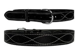 Leather BeltFANCY CURVE STITCH BELT - 1½" Wide Black & Brown Leather - USAbeltbeltsSaving Shepherd