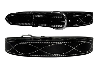 Leather BeltFANCY CURVE STITCH BELT - 1½" Wide Black & Brown Leather - USAbeltbeltsSaving Shepherd