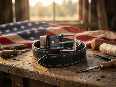 Leather BeltPATRIOT BELT - Red White & Blue Triple Stitched Heavy Duty Bridle Leather USAbeltdress beltSaving Shepherd