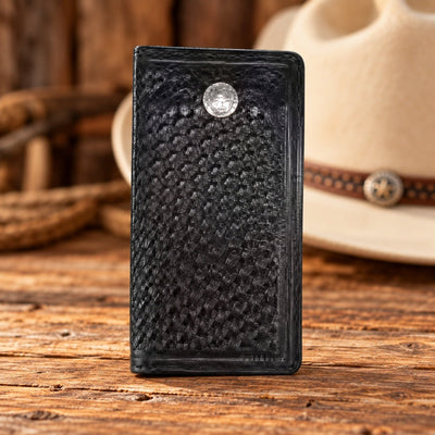 Leather WalletBLACK BASKETWEAVE CONCHO ROPER'S WALLET - Country LeatherBlackCatalog 2019Saving Shepherd