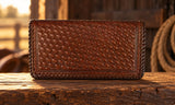 Leather WalletBROWN LACED BASKETWEAVE ROPER'S WALLET - Leather CraftBrownCatalog 2019Saving Shepherd