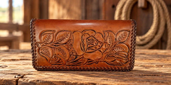 Leather WalletBROWN LACED ROSE ROPER'S WALLET - HandcraftedBrownCatalog 2019Saving Shepherd
