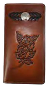 Leather WalletBROWN ROSE CONCHO ROPER'S WALLET - HandcraftedBrownCatalog 2019Saving Shepherd