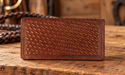 Leather WalletBROWN STITCHED BASKETWEAVE ROPER'S WALLET - HandcraftedBrownCatalog 2019Saving Shepherd