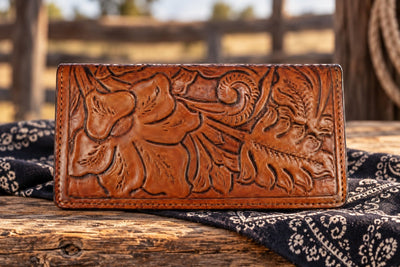 Leather WalletBROWN STITCHED FLORAL SCROLL ROPER'S WALLET - HandmadeBrownCatalog 2019Saving Shepherd
