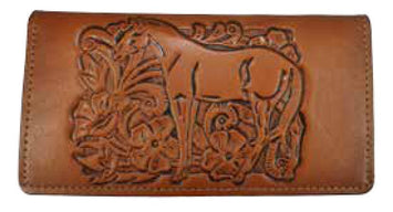 Leather WalletBROWN STITCHED HORSE & FLORAL ROPER'S WALLET - HandmadeBrownCatalog 2019Saving Shepherd