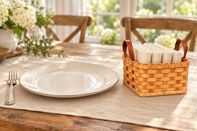 Napkin BasketLarge Napkin Basket with Leather Handles | Amish HandwovenAmerican-HandcraftedAmish-HandwovenSaving Shepherd