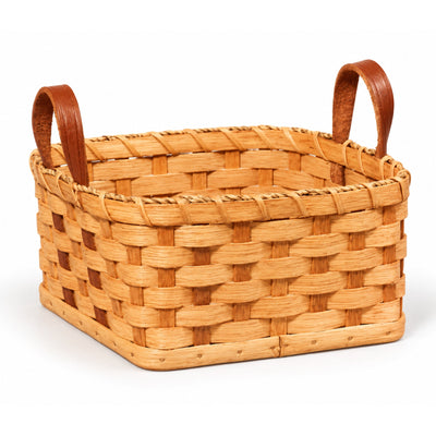 Napkin BasketLarge Napkin Basket with Leather Handles | Amish HandwovenAmerican-HandcraftedAmish-HandwovenSaving Shepherd