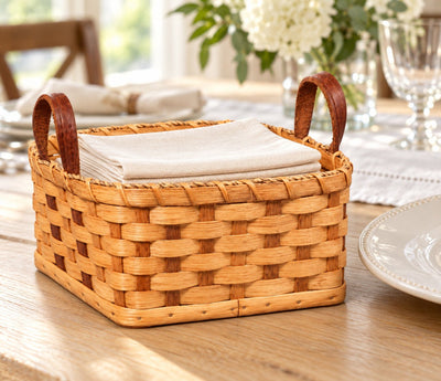 Napkin BasketMedium Napkin Basket with Leather Handles | Amish HandwovenAmish-HandwovenbasketsSaving Shepherd