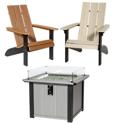 Outdoor Furniture3 PIECE KENSINGTON FIRE PIT SET - 35"sq Fire Table & 2 Adirondack ChairsAdirondackcampfireSaving Shepherd