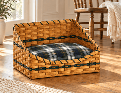 Pet Bed BasketSmall Pet Bed Basket with Optional Plaid Cushion | Amish HandwovenAmerican-HandcraftedAmish-HandwovenSaving Shepherd
