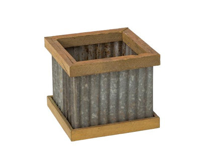 Planter BoxCrimped Tin Planter Boxes with Wooden Accents | USA HandcraftedhandmadeSaving Shepherd