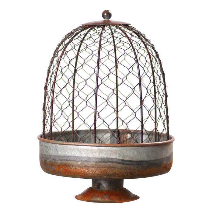 PlantersChicken Wire Dome Planter with Galvanized Tin BaseCategory: PlantersFinish: Galvanized TinSaving Shepherd