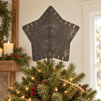 PrimitivesPUNCHED TIN CHRISTMAS STAR Handcrafted Primitive Country Holiday Pierced Tree Topperaccentaccent lightSaving Shepherd