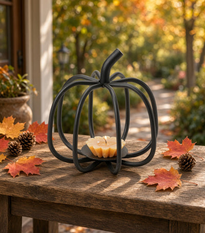pumpkinPUMPKIN TEA LIGHT & VOTIVE CANDLE HOLDER - Fall Halloween Thanksgiving DecorAmish Blacksmithcountry accentsSaving Shepherd
