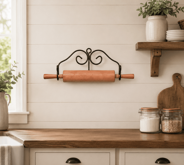 Rolling Pin HolderROLLING PIN RACK - Expandable Wrought Iron Kitchen Wall Mount HolderadjustableAmish BlacksmithSaving Shepherd