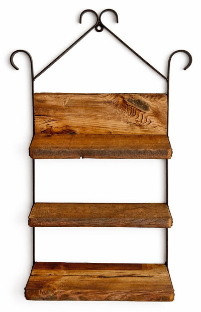 Shelf3 TIER MUSHROOM WOOD & WROUGHT IRON SHELVES - Amish Made Rustic Farmhouse ShelvesSaving Shepherd