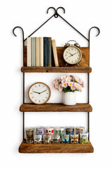Shelf3 TIER MUSHROOM WOOD & WROUGHT IRON SHELVES - Amish Made Rustic Farmhouse ShelvesSaving Shepherd