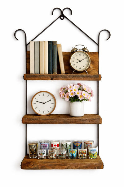 Shelf3 TIER MUSHROOM WOOD & WROUGHT IRON SHELVES - Amish Made Rustic Farmhouse ShelvesSaving Shepherd