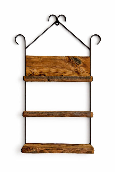 Shelf3 TIER MUSHROOM WOOD & WROUGHT IRON SHELVES - Amish Made Rustic Farmhouse ShelvesSaving Shepherd